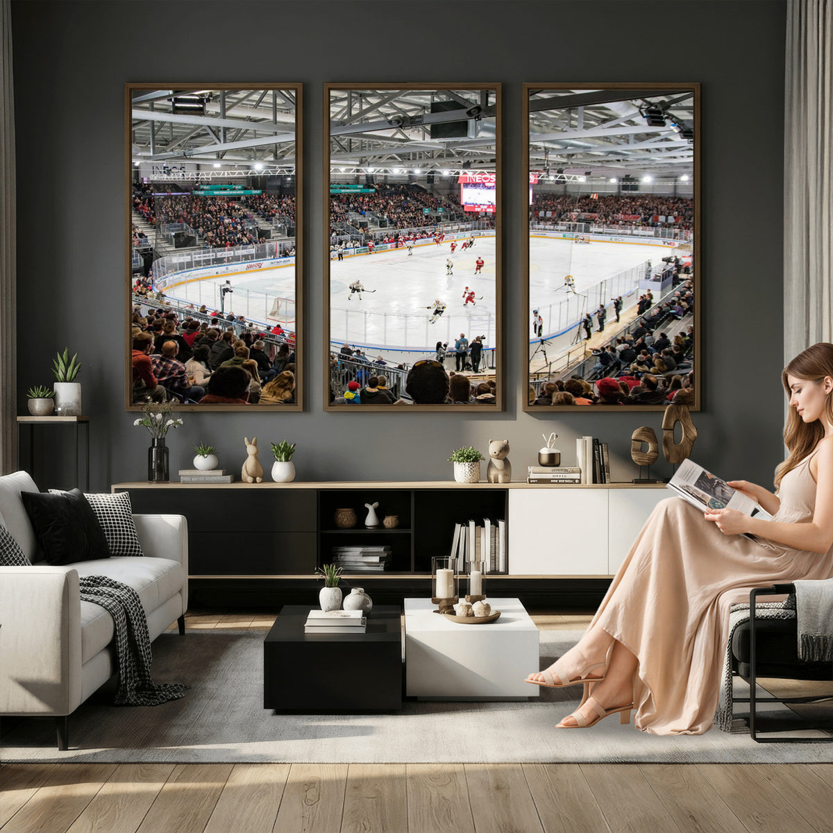 79352-MGV-CV-36X24 - Lausanne Arena Ice Hockey Stadium Wall Art Canvas Print