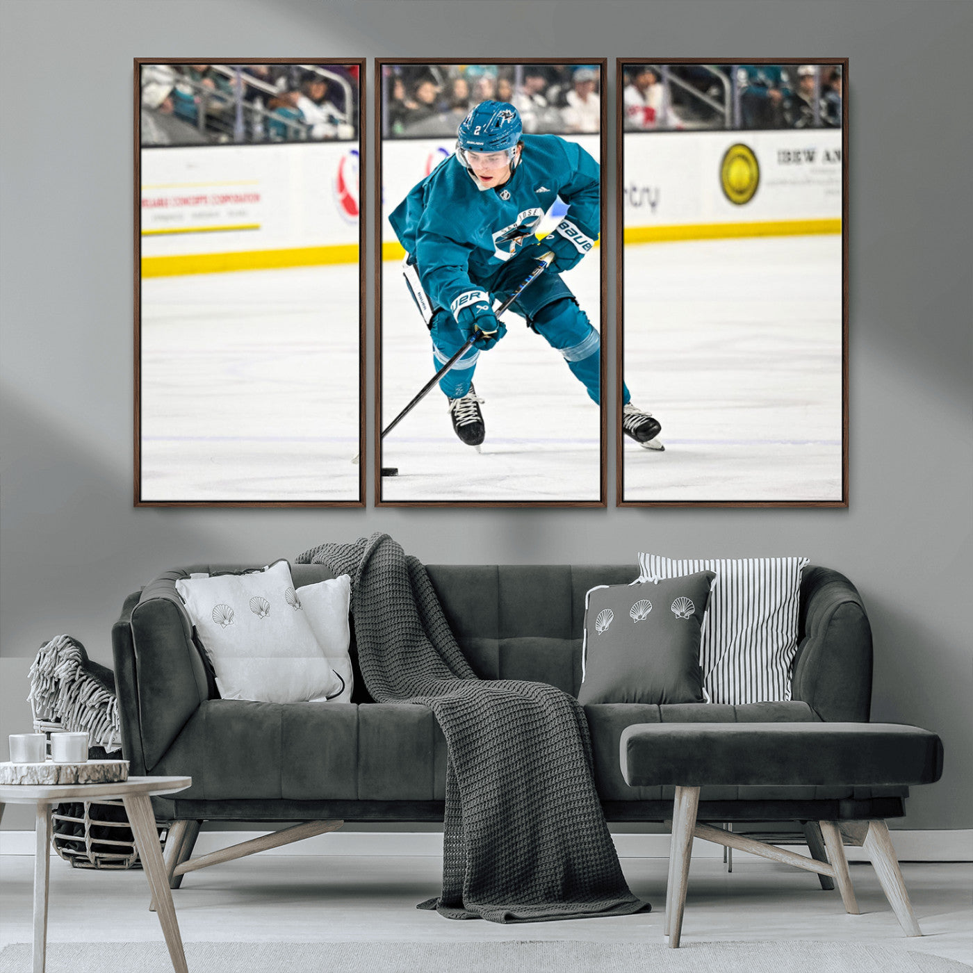 MGV-FC-48X32-3P - San Jose Sharks Ice Hockey Player Wall Art Canvas Print