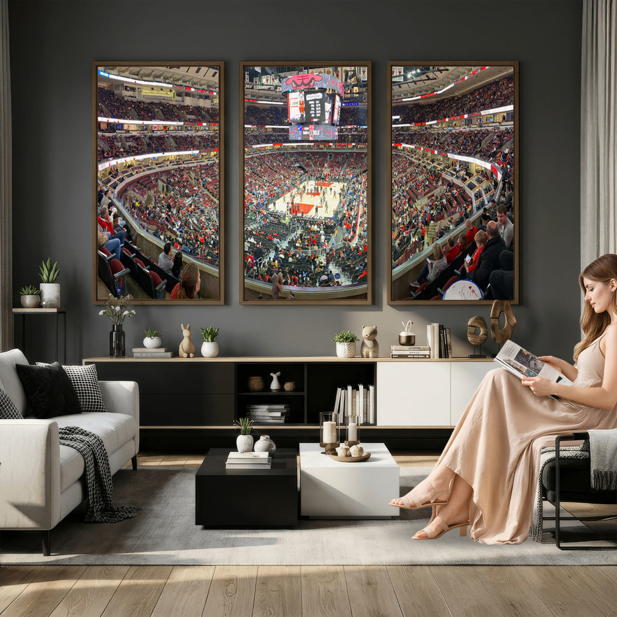43481-MGV-CV-36X24 - United Center Chicago Bulls Stadium Wall Art Canvas Print
