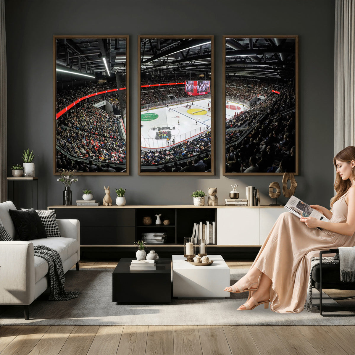 46282-MGV-CV-36X24 - Vaudoise Lausanne Ice Hockey Arena Stadium Wall Art Canvas