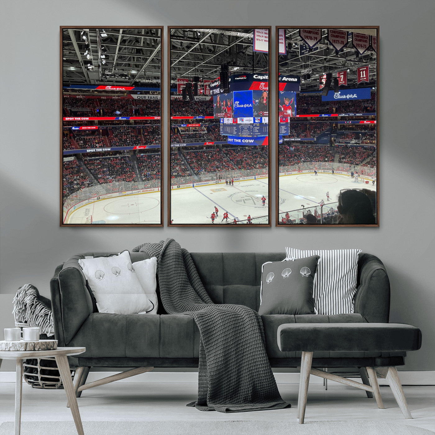 MGV-FC-48X32-3P - Washington Capitols New York Rangers Ice Hockey Game Stadium Wall Art Canvas Print