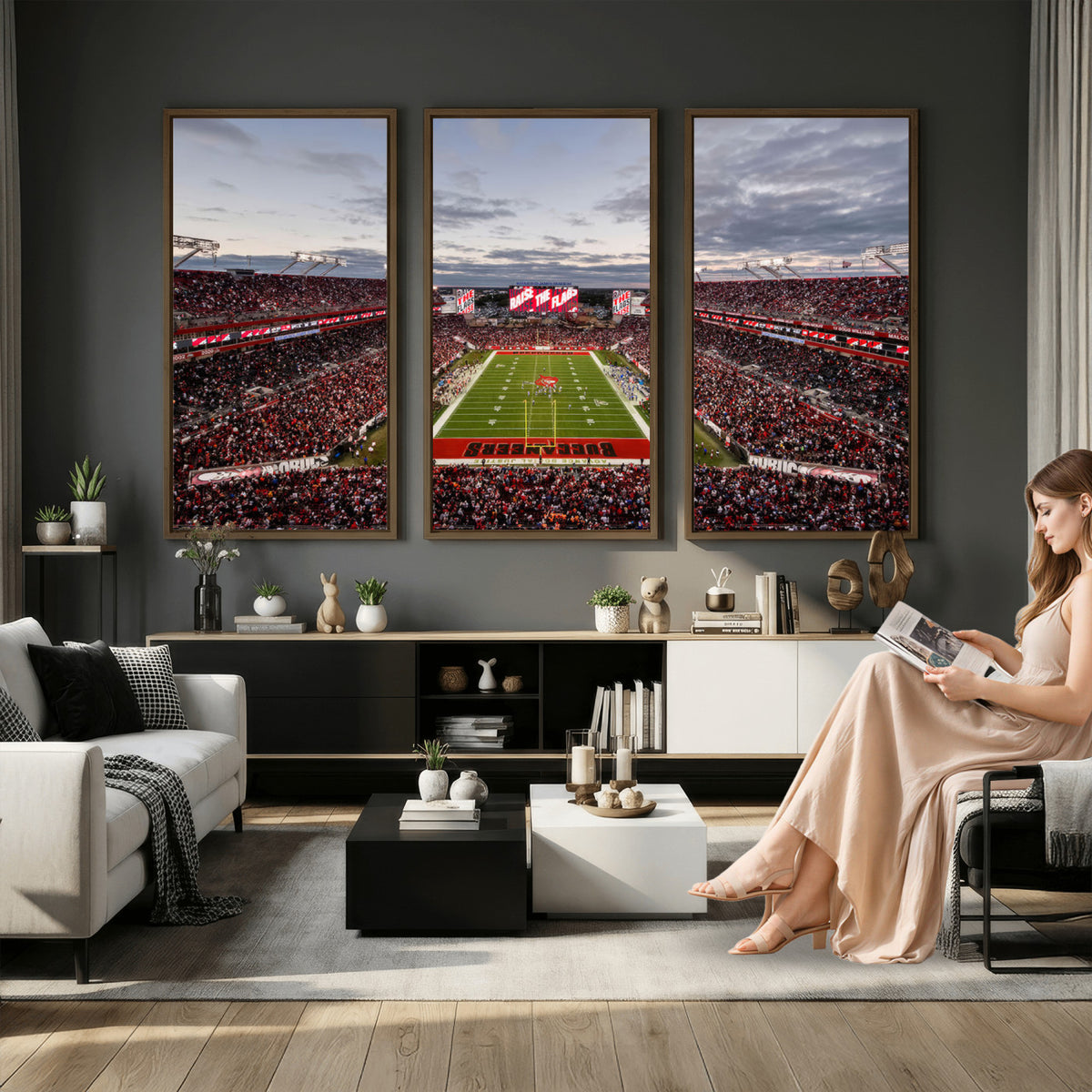 35698-MGV-CV-36X24 - Florida Tampa Raymond James Stadium Wall Art Canvas Print - NFL Football Stadium Print Canvas