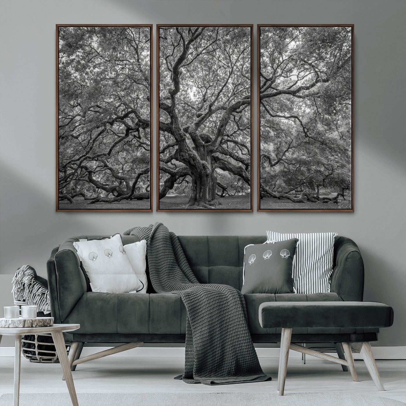 97240-MGV-CV-36X24-Majestic Angel Oak Tree Black and White Canvas Print – Multi Panel Wall Art, Giclée Print, Ready to