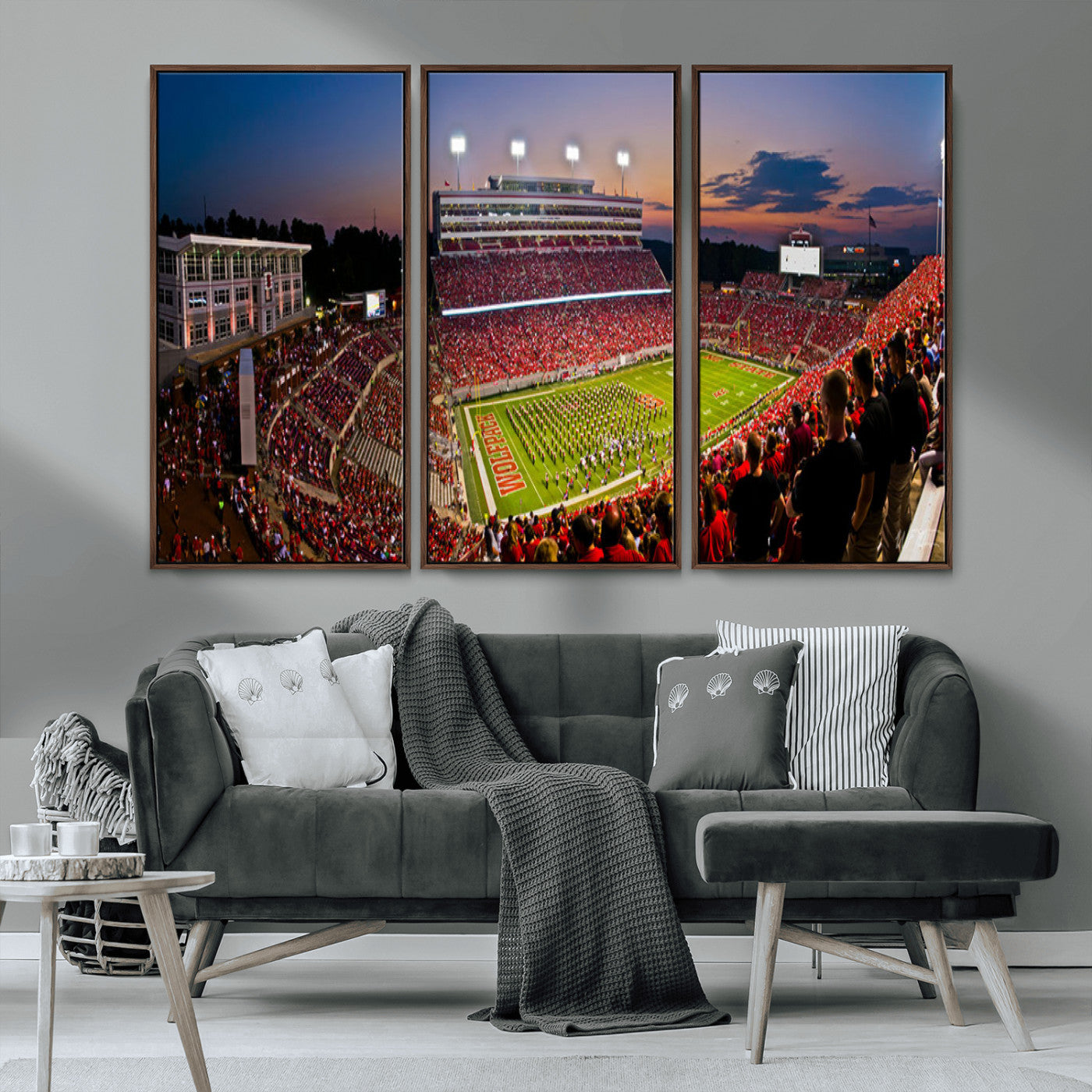 MGV-FC-48X32-3P - NC State Wolfpack Football Team Print - Raleigh Carter-Finley Stadium Wall Art Canvas Print