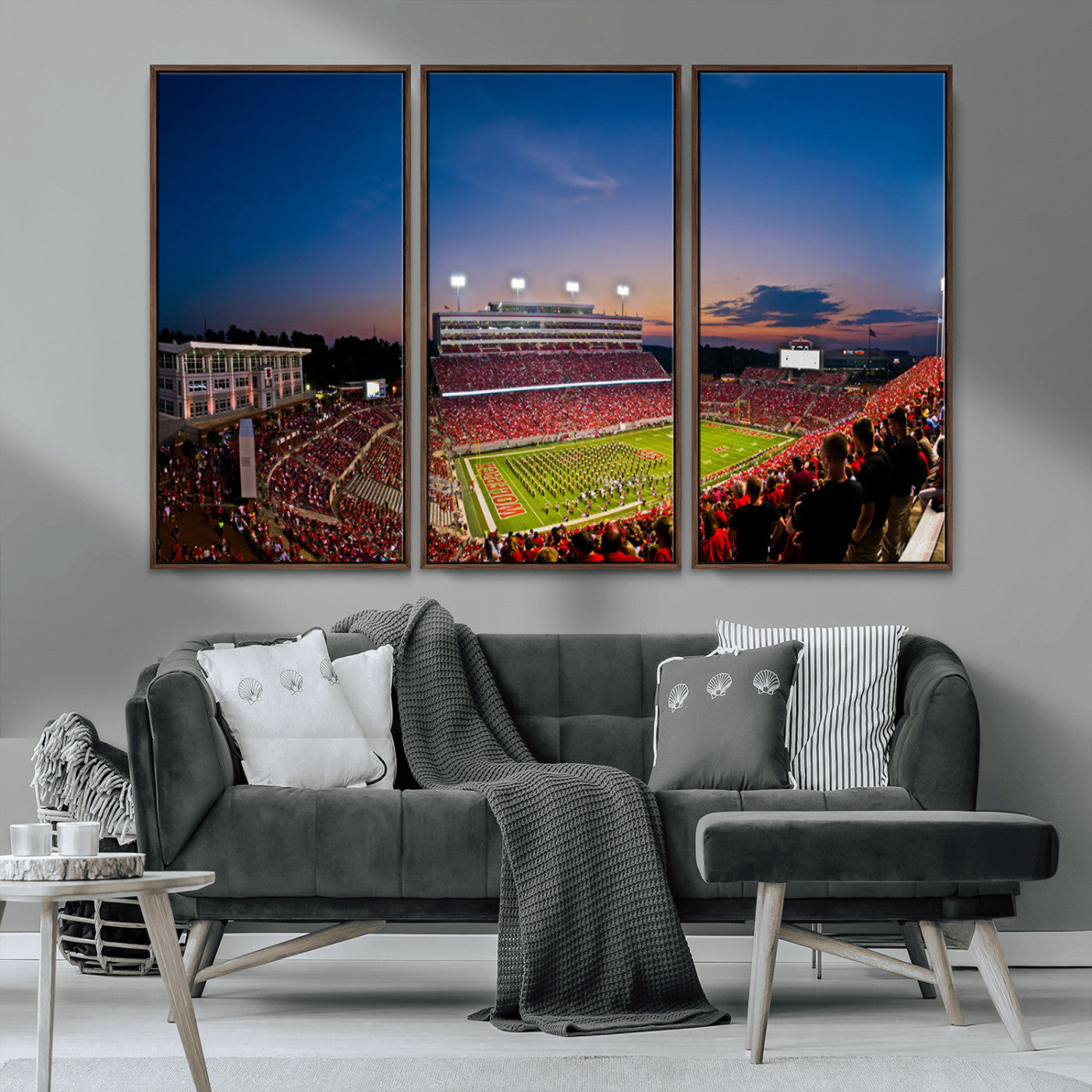 MGV-FC-48X32-3P - NC State Wolfpack Football Team Print - Raleigh Carter-Finley Stadium Wall Art Canvas Print