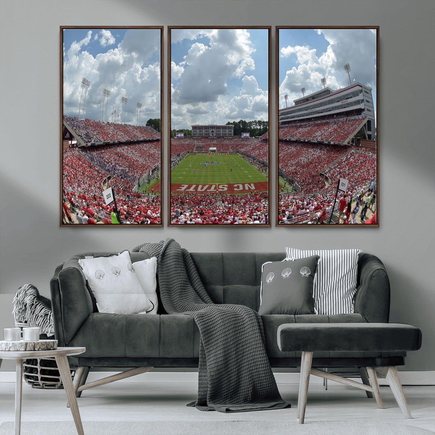 MGV-FC-48X32-3P - NC State Wolfpack Football Team Print Canvas- Raleigh Carter-Finley Stadium Wall Art Canvas Print