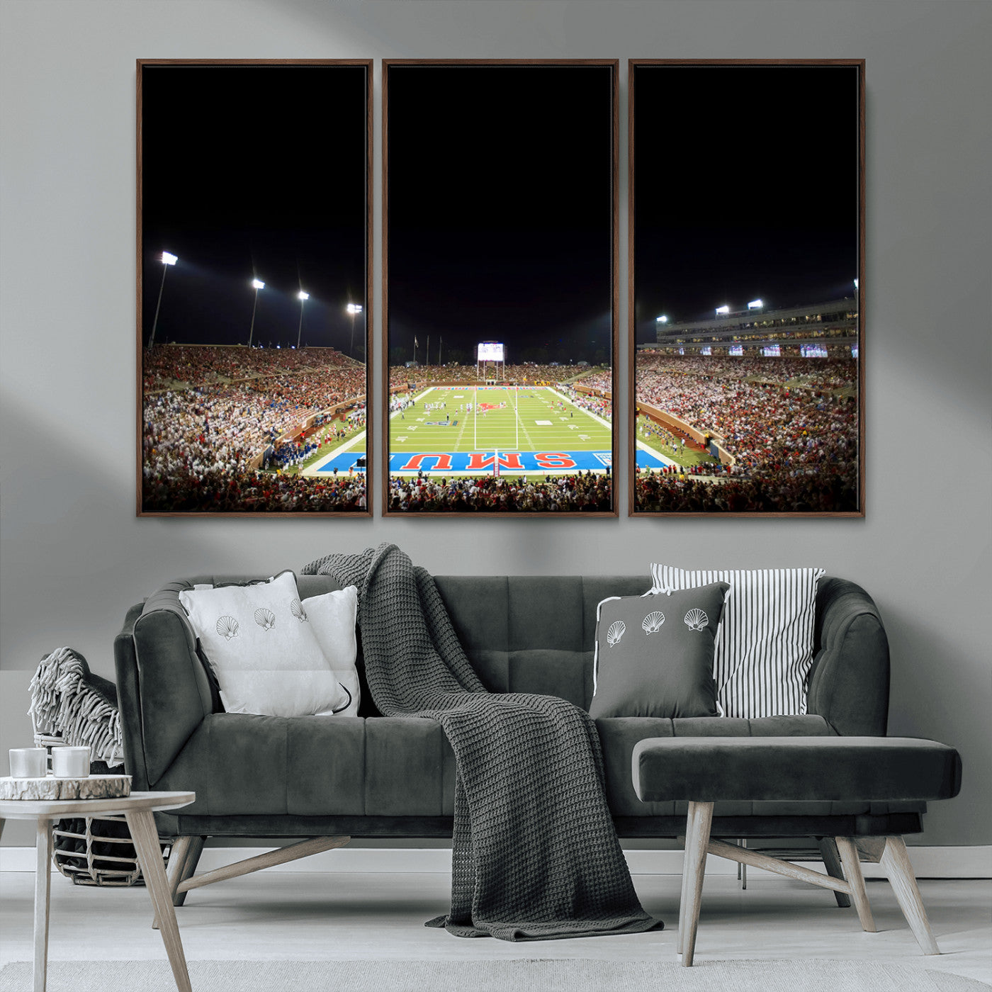 MGV-FC-48X32-3P - SMU Mustangs Football Team Print - Dallas Gerald J. Ford Stadium Wall Art Canvas Print