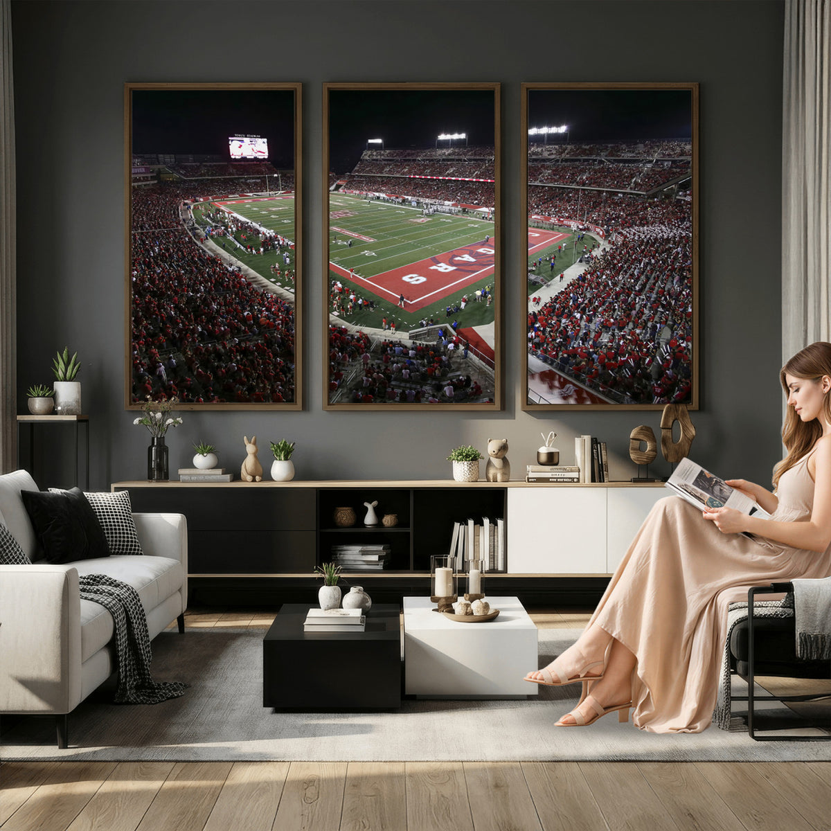 94207-MGV-CV-36X24 - Houston Cougars Football Team Print - Houston TDECU Stadium Wall Art Canvas Print