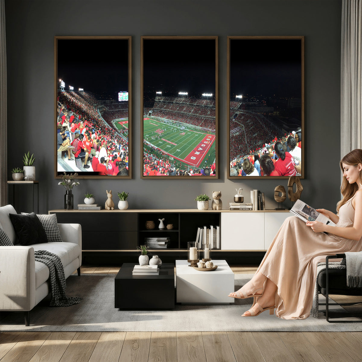 67036-MGV-CV-36X24 - Houston Cougars Football Team Print - Houston TDECU Stadium Wall Art Canvas Print