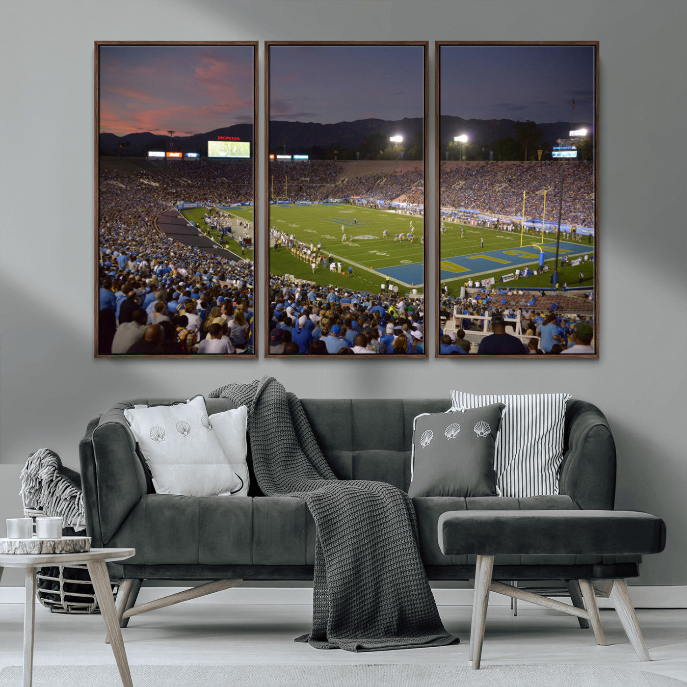 MGV-FC-48X32-3P - UCLA Bruins Football Team Print - Pasadena Rose Bowl Stadium Wall Art Canvas Print