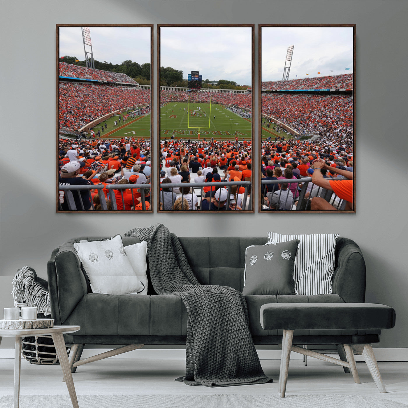 MGV-FC-48X32-3P - Virginia Cavaliers Football Team Print - Charlottesville Scott Stadium Print Wall Art Canvas