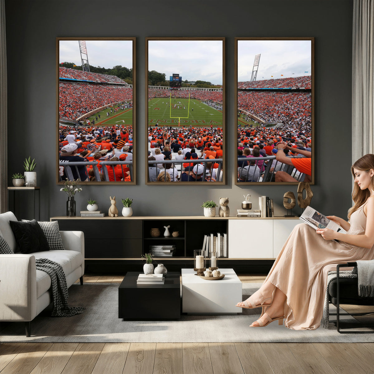 63606-MGV-CV-36X24 - Virginia Cavaliers Football Team Print, Charlottesville, Extra Large Game Room Wall Decor