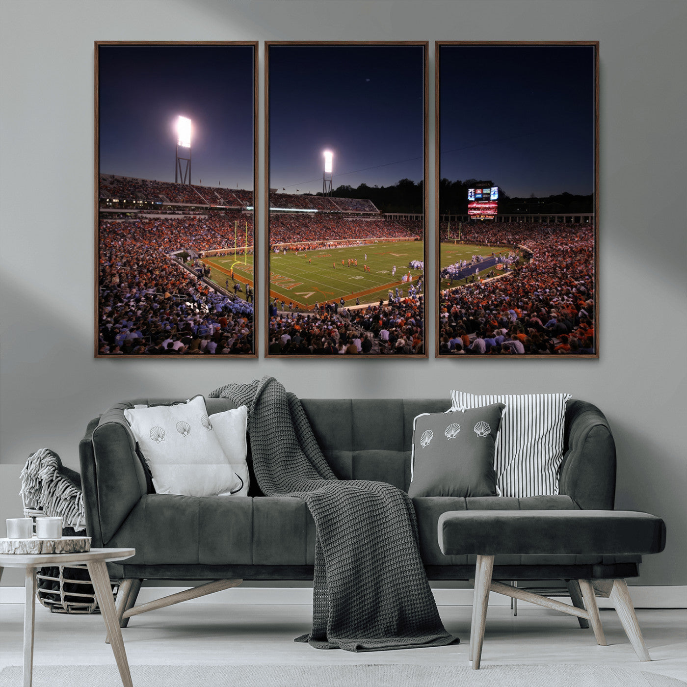 MGV-FC-48X32-3P - Virginia Cavaliers Football Team Print - Charlottesville Scott Stadium Canvas Print Wall Art