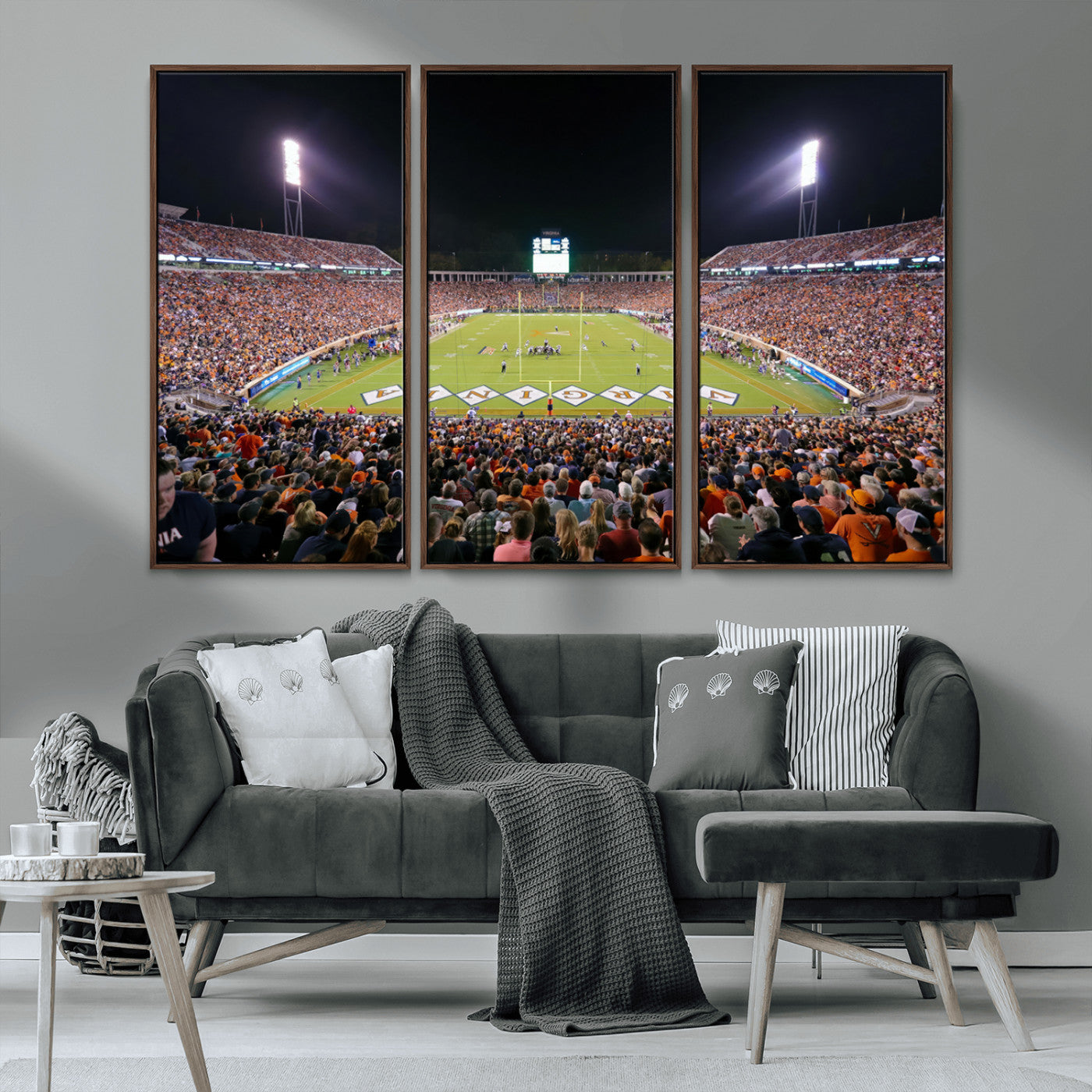 MGV-FC-48X32-3P - Virginia Cavaliers Football Team Print - Charlottesville Scott Stadium Wall Art Canvas Print