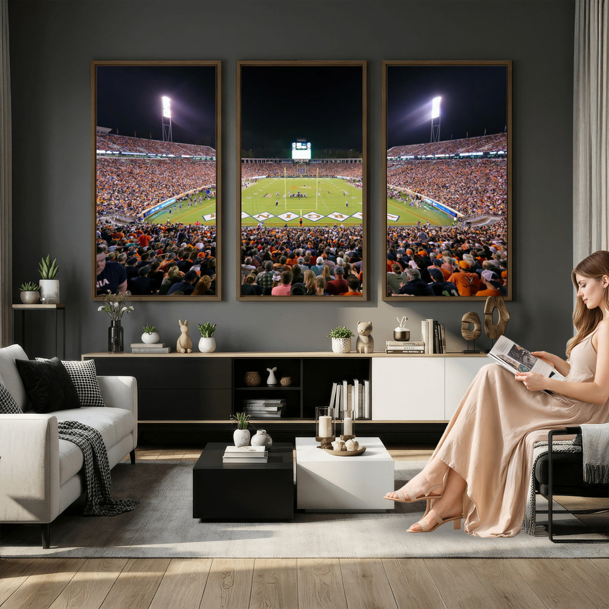 98441-MGV-CV-36X24 - Virginia Cavaliers Football Team Print - Charlottesville Scott Stadium Wall Art Canvas Print