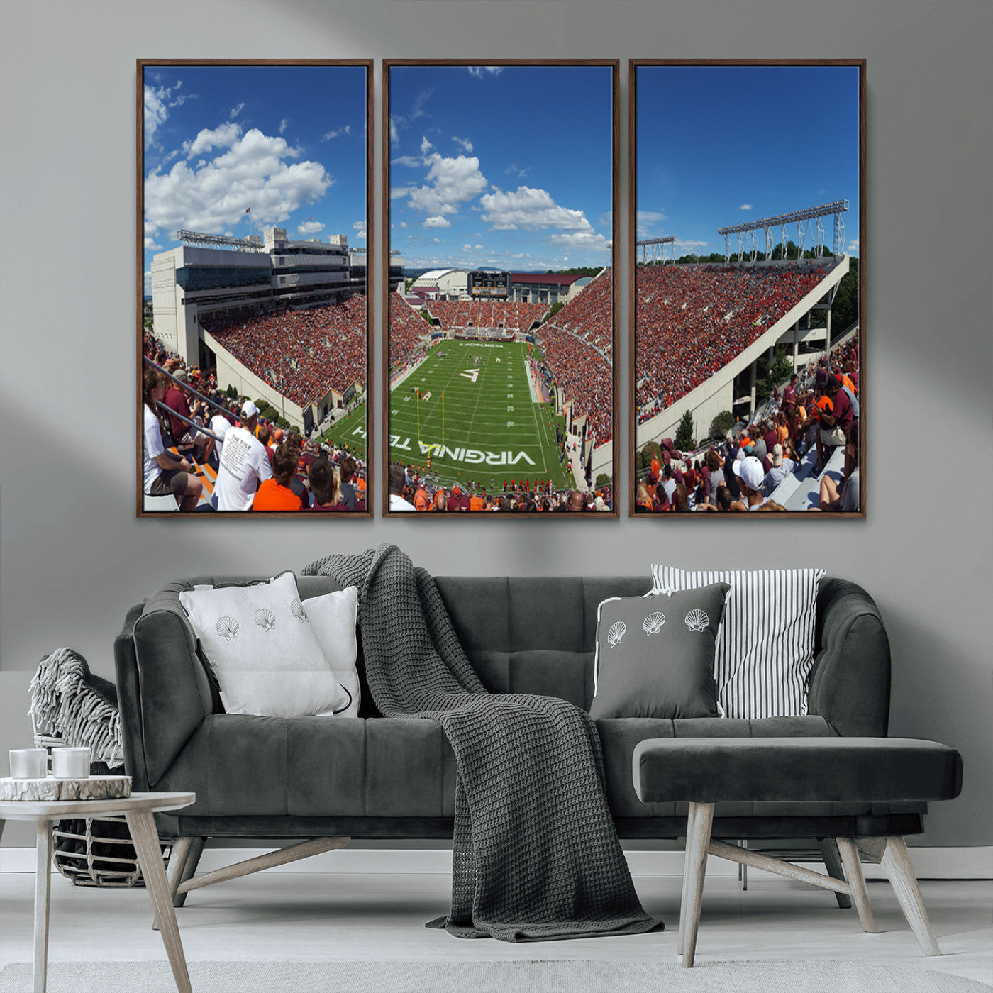 MGV-FC-48X32-3P - Virginia Tech Hokies Football Team Print - Blacksburg Lane Stadium Wall Art Canvas Print