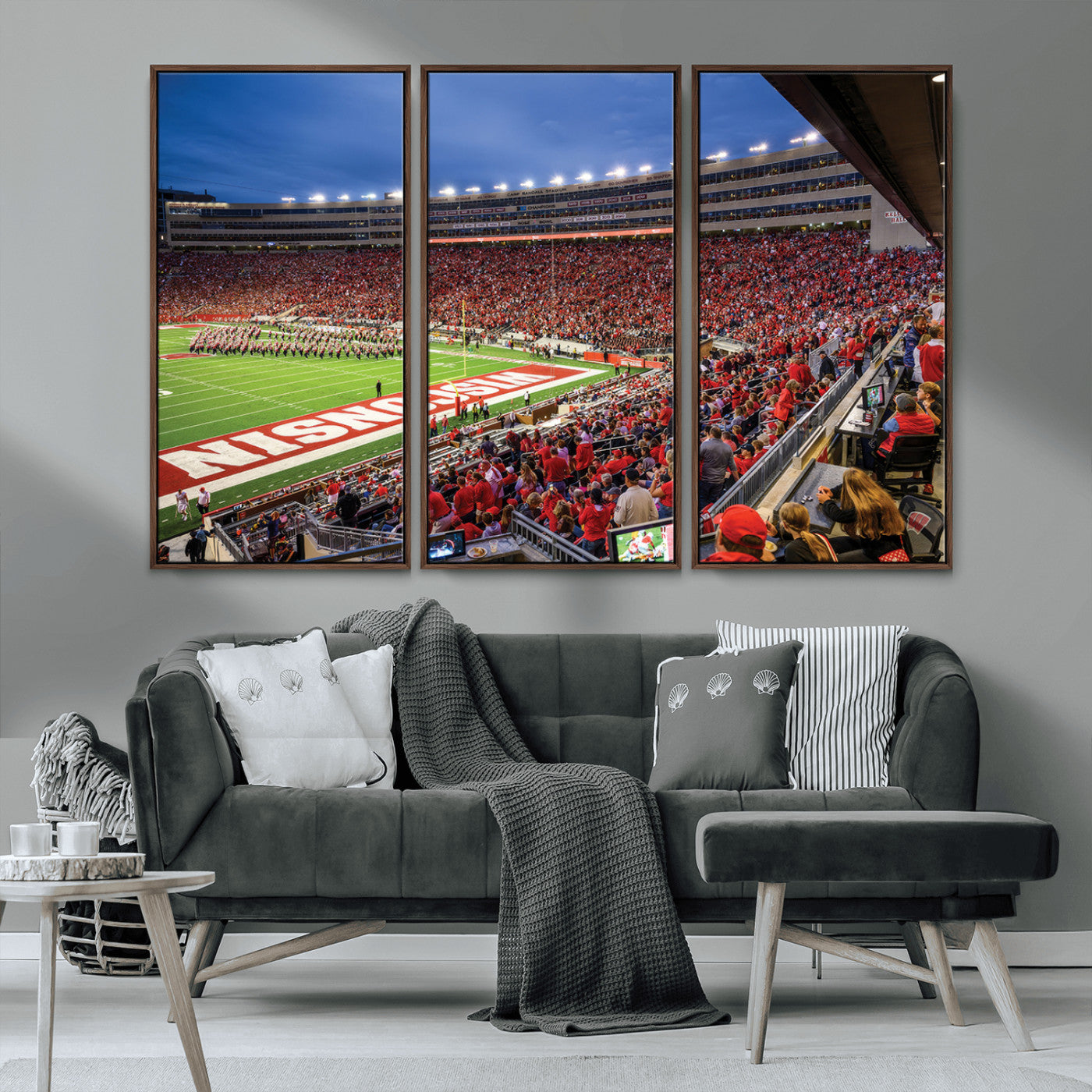 MGV-FC-48X32-3P - Wisconsin Badgers Football Team Print - Madison Camp Randall Stadium Wall Art, Wisconsin Badgers