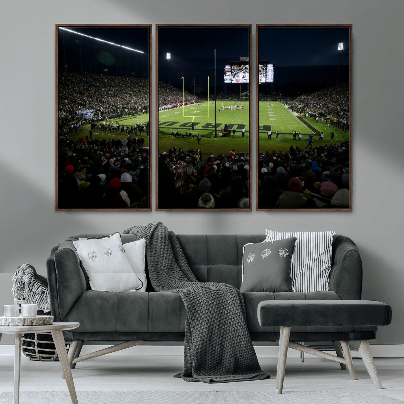 MGV-FC-48X32-3P - Purdue Boilermakers Football Team Print - West Lafayette Ross–Ade Stadium Wall Art Canvas Print