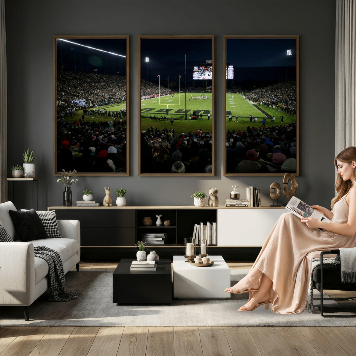 60140-MGV-CV-36X24 - Purdue Boilermakers Football Team Print - West Lafayette Ross–Ade Stadium Wall Art Canvas Print