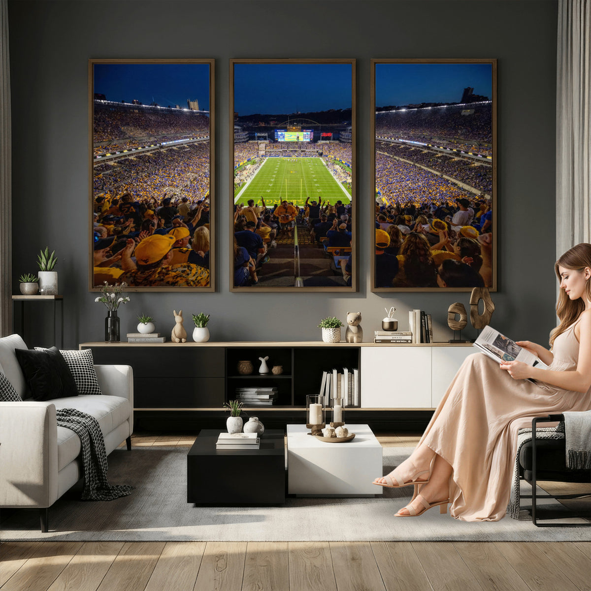 62297-MGV-CV-36X24 - Pittsburgh Panthers Football Team Print - Pittsburgh Acrisure Stadium Wall Art Canvas Print