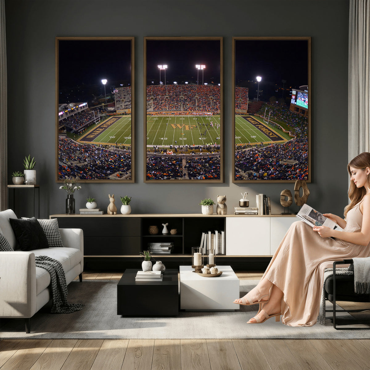 26033-MGV-CV-36X24 - Demon Deacons Print Canvas, Football Team Print