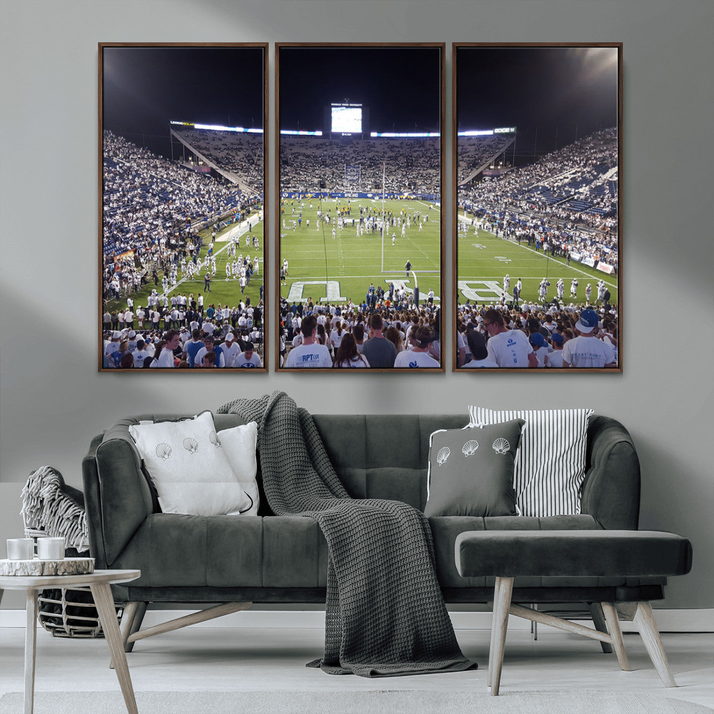 MGV-FC-48X32-3P - Brigham Young University Cougars Football Print Canvas - Provo LaVell Edwards Stadium Wall Art
