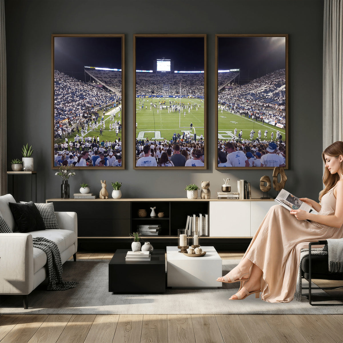65036-MGV-CV-36X24 - Brigham Young University Cougars Football Print Canvas - Provo LaVell Edwards Stadium Wall Art
