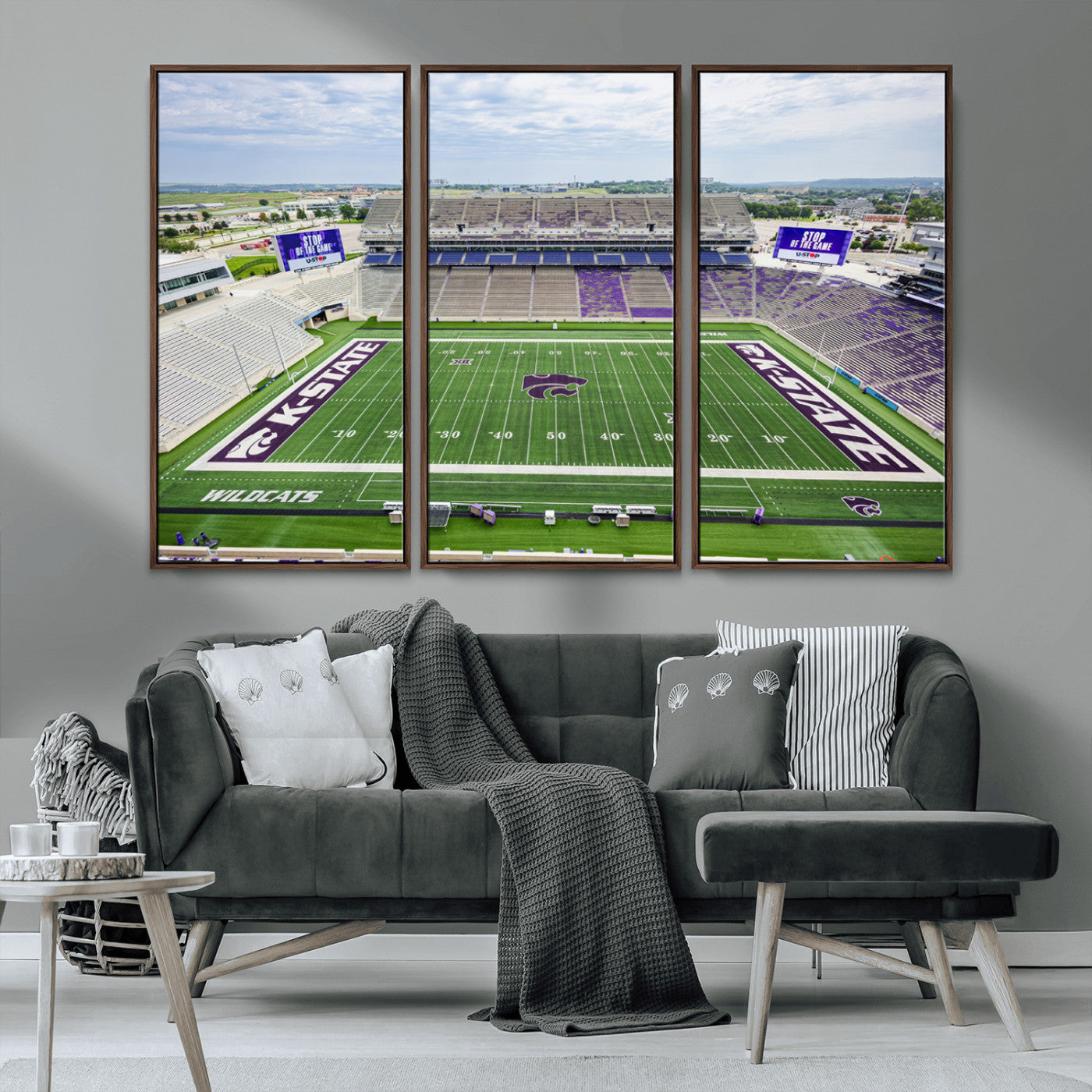 MGV-FC-48X32-3P - KState Wildcats Football Team Print - Manhattan Bill Snyder Family Football Stadium Wall Art Canvas