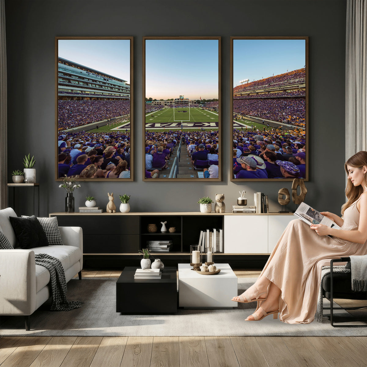 82792-MGV-CV-36X24 - Kansas State University Wildcats Football Team Print - Manhattan Bill Snyder Family Football Stadium