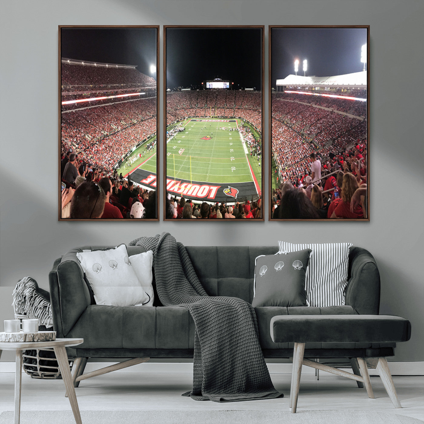 MGV-FC-48X32-3P - University of Louisville Cardinals Football Team Print - Louisville Cardinal Stadium Wall Art Canvas