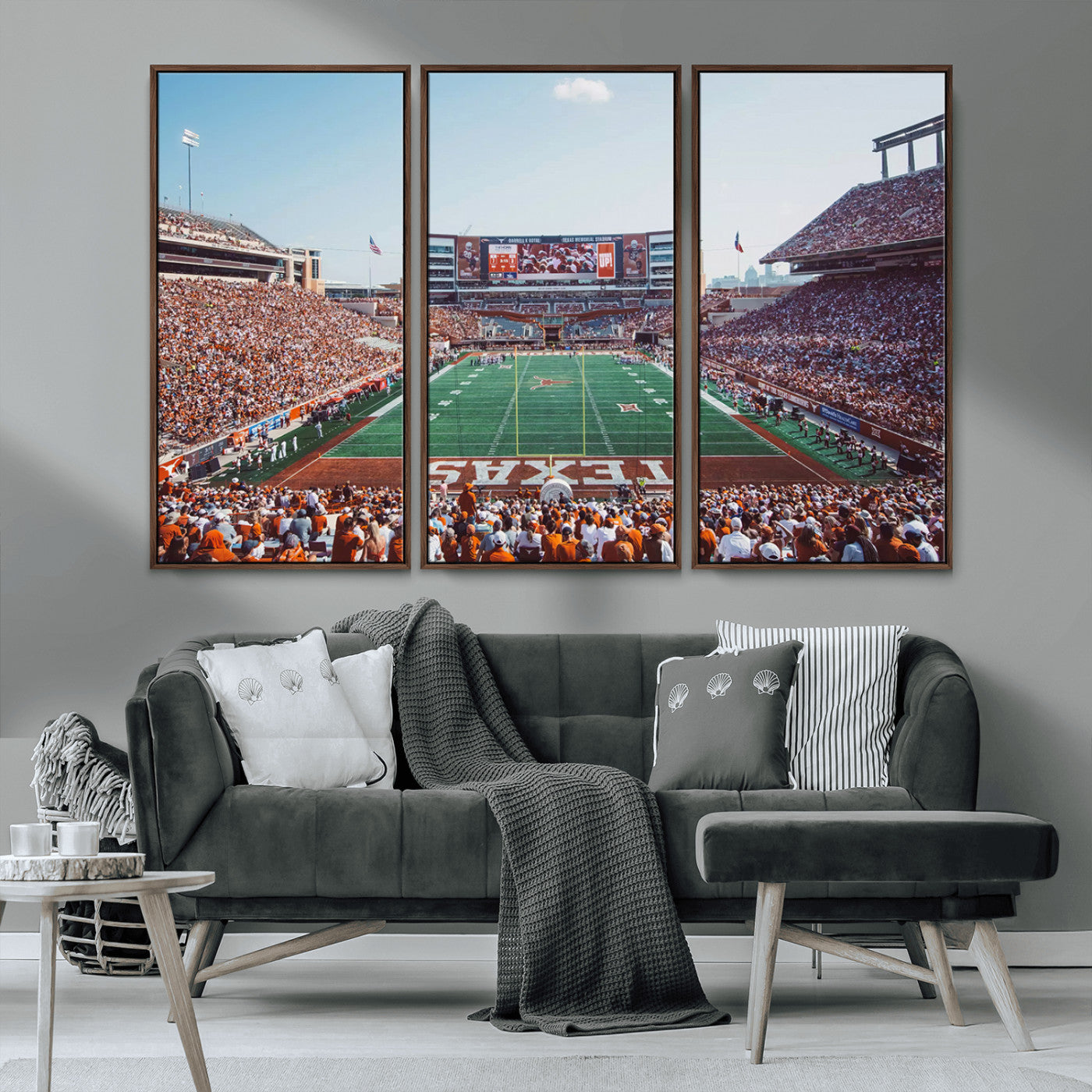 MGV-FC-48X32-3P - Framed Texas Memorial Stadium Canvas, University of Texas Longhorns Football Team Print - Austin
