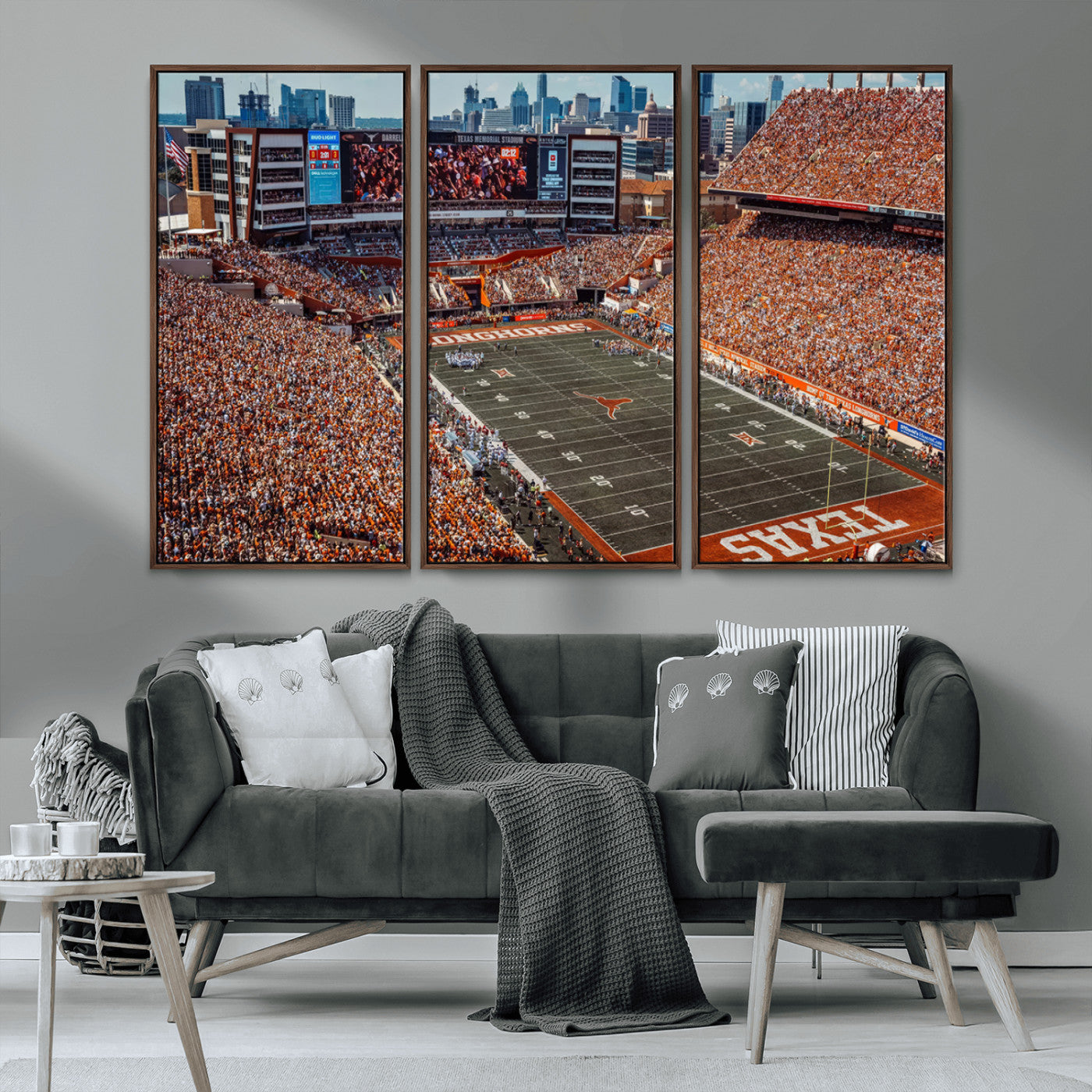 MGV-FC-48X32-3P - University of Texas Longhorns Football Team Print - Austin Darrell K Royal-Texas Memorial Stadium