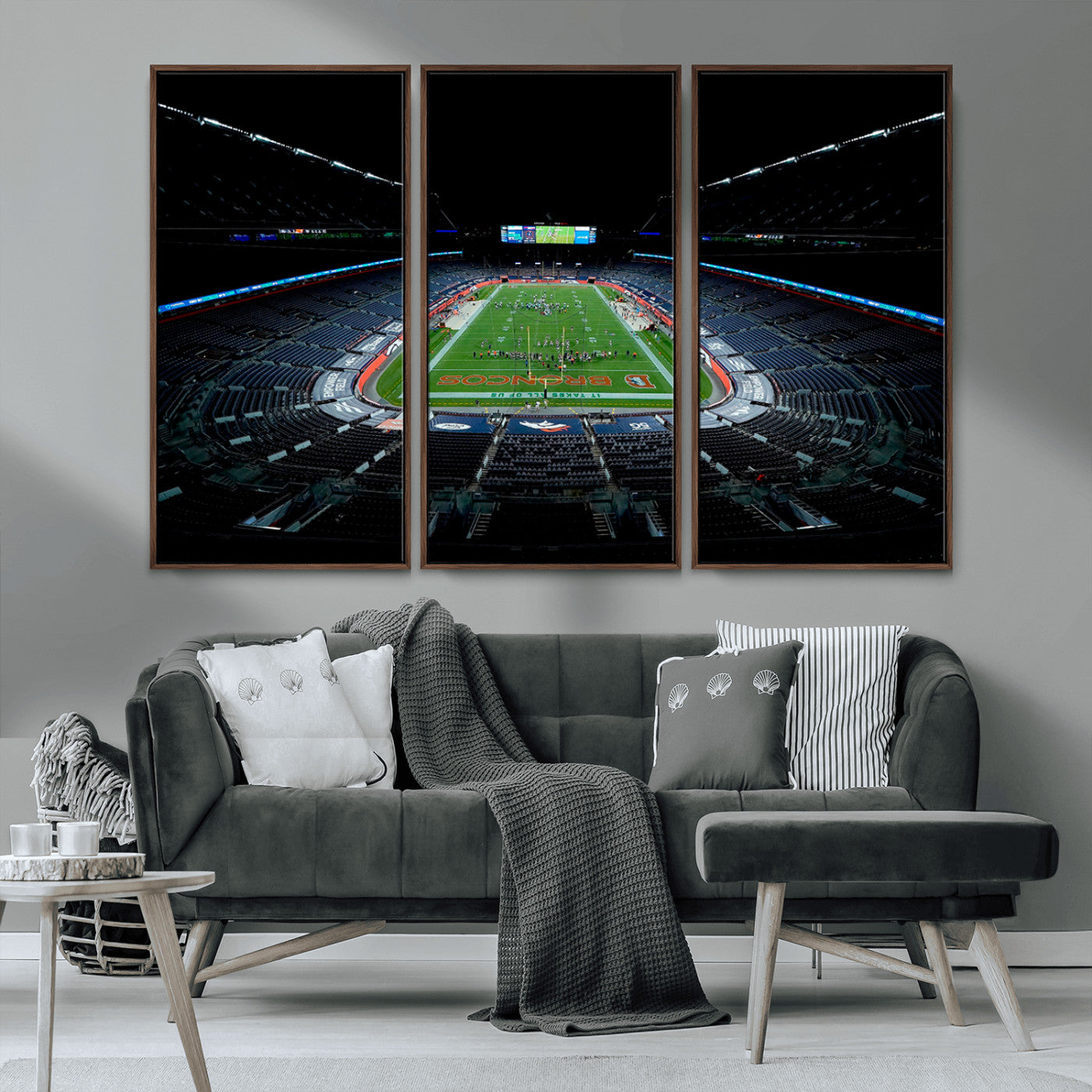 MGV-FC-48X32-3P - Denver Broncos Football Team Print Canvas- Denver Empower Field at Mile High Stadium Wall Art Canvas