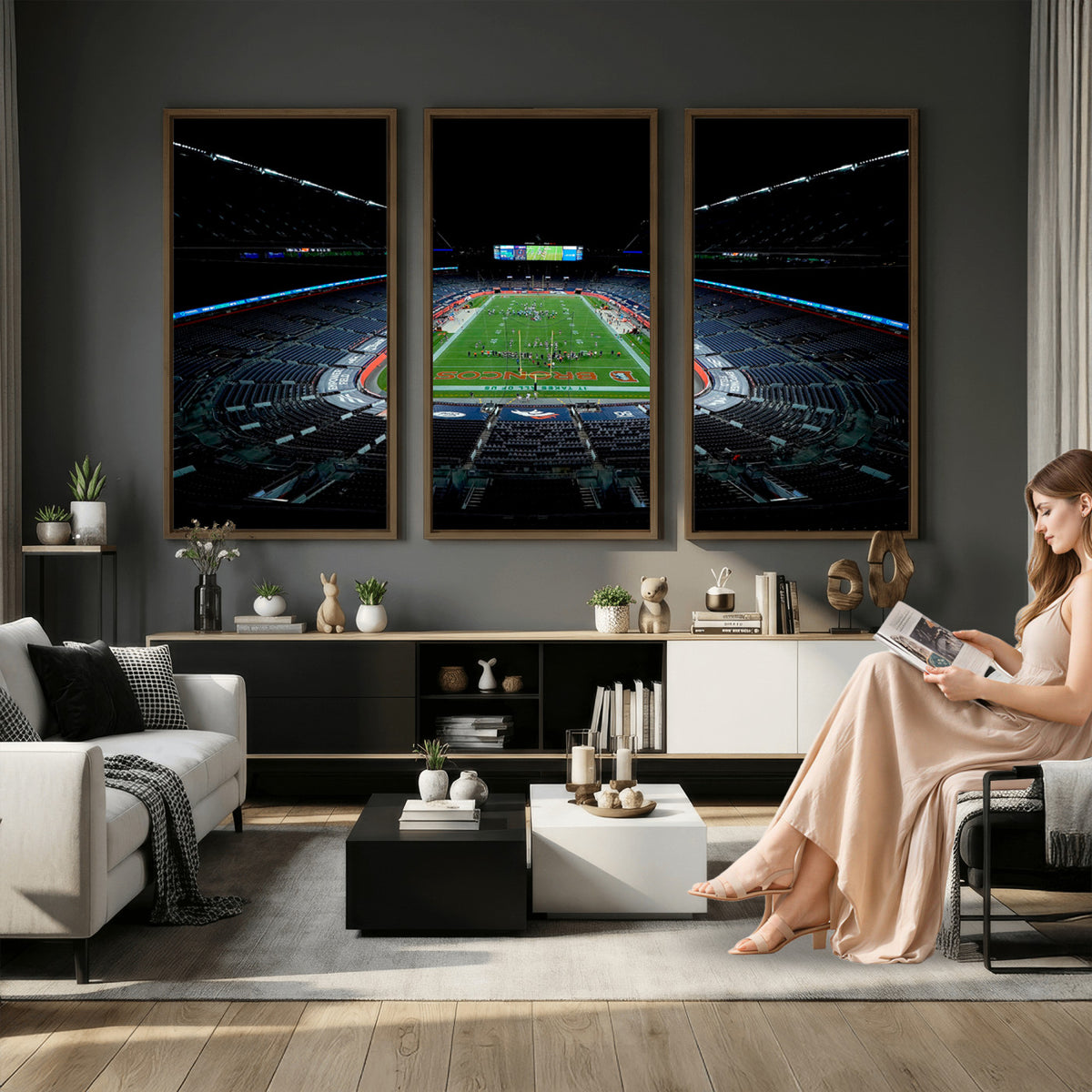14797-MGV-CV-36X24 - Denver Broncos Football Team Print Canvas- Denver Empower Field at Mile High Stadium Wall Art Canvas