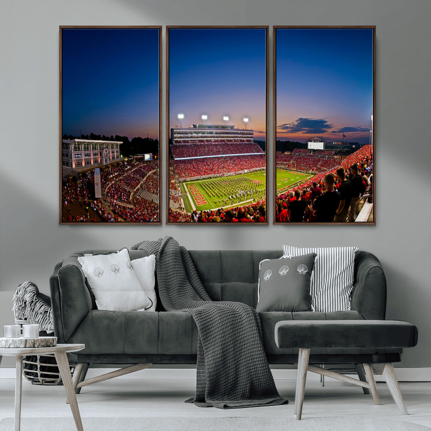 MGV-FC-48X32-3P - Wolfpack Football Team Wall Art Print - Raleigh Carter-Finley Stadium Wall Art Canvas Print