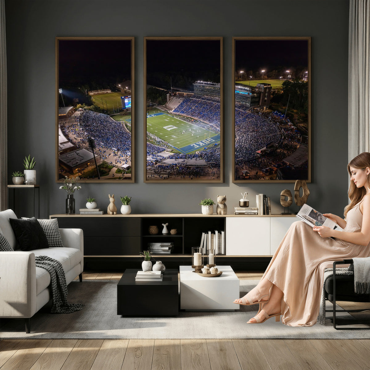 42347-MGV-CV-36X24 - Duke University Blue Devils Football Print Canvas - Durham Wallace Wade Stadium Wall Art Canvas