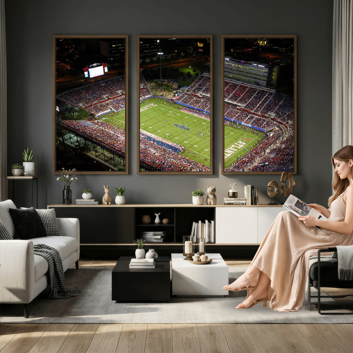 12682-MGV-CV-36X24 - Florida Atlantic University Owls Canvas Print, Football Team Print - Boca Raton FAU Stadium Wall Art