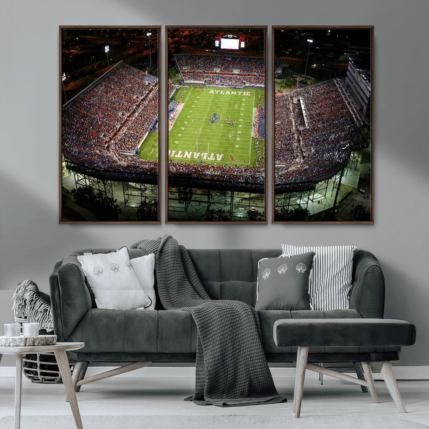 MGV-FC-48X32-3P - Florida Atlantic University Owls Football Team Print - Boca Raton FAU Stadium Wall Art Canvas Print