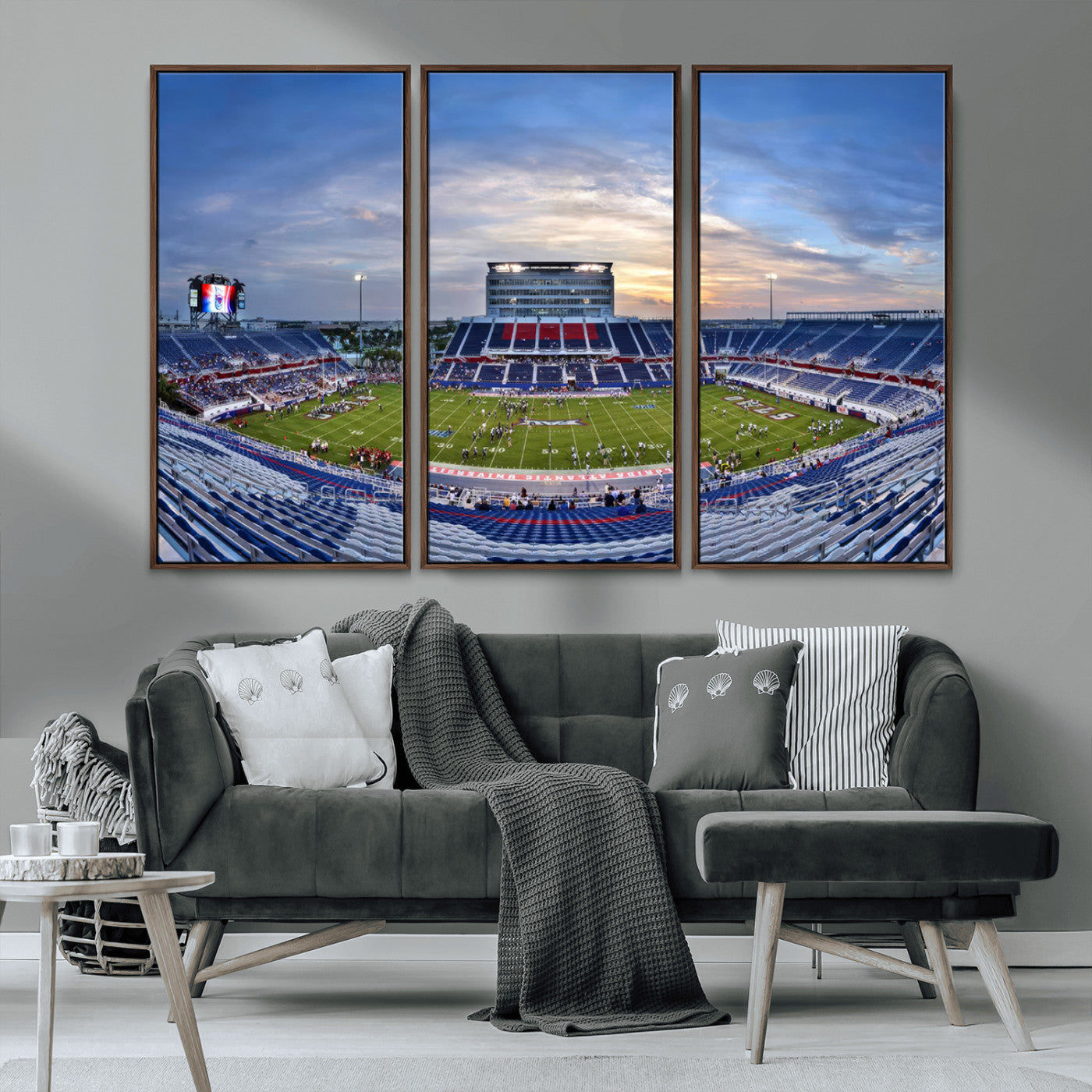 MGV-FC-48X32-3P - Florida Atlantic University Owls Football Team Print - Boca Raton FAU Stadium Wall Art Canvas Print