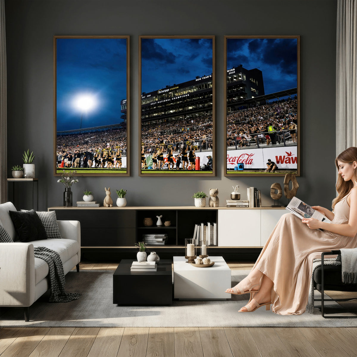 40217-MGV-CV-36X24 - UCF Knights Football Team Print - Orlando FBC Mortgage Stadium Wall Art Canvas Print