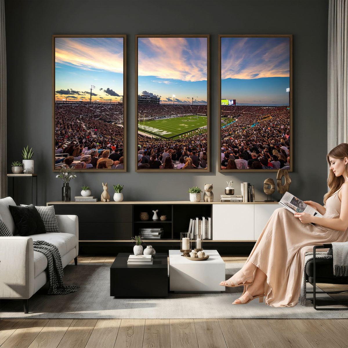 50243-MGV-CV-36X24 - UCF Knights Football Team Print - Orlando FBC Mortgage Stadium Wall Art Canvas Print