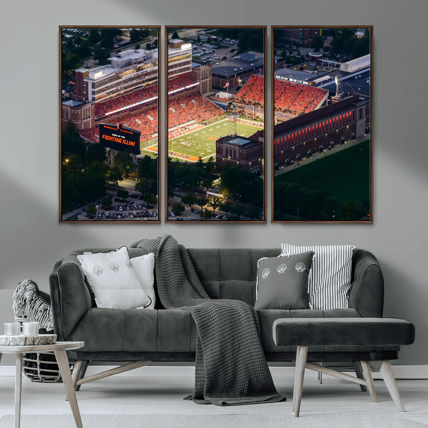 MGV-FC-48X32-3P - University of Illinois Fighting Illini Football Team Print - Champaign Illinois Memorial Stadium