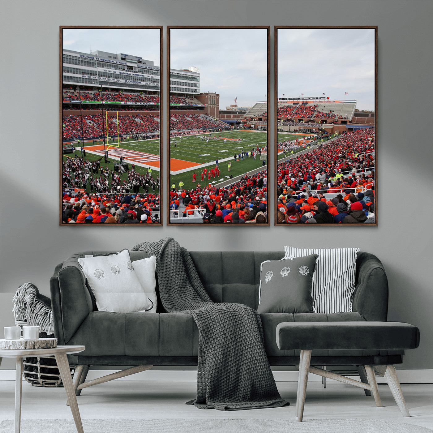 MGV-FC-48X32-3P - University of Illinois Fighting Illini Football Team Print - Champaign Illinois Memorial Stadium