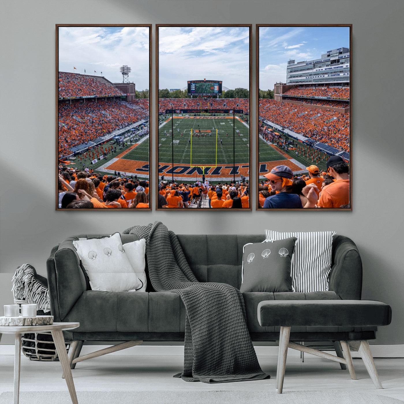 MGV-FC-48X32-3P - University of Illinois Fighting Illini Football Team Print Canvas - Champaign Illinois Memorial