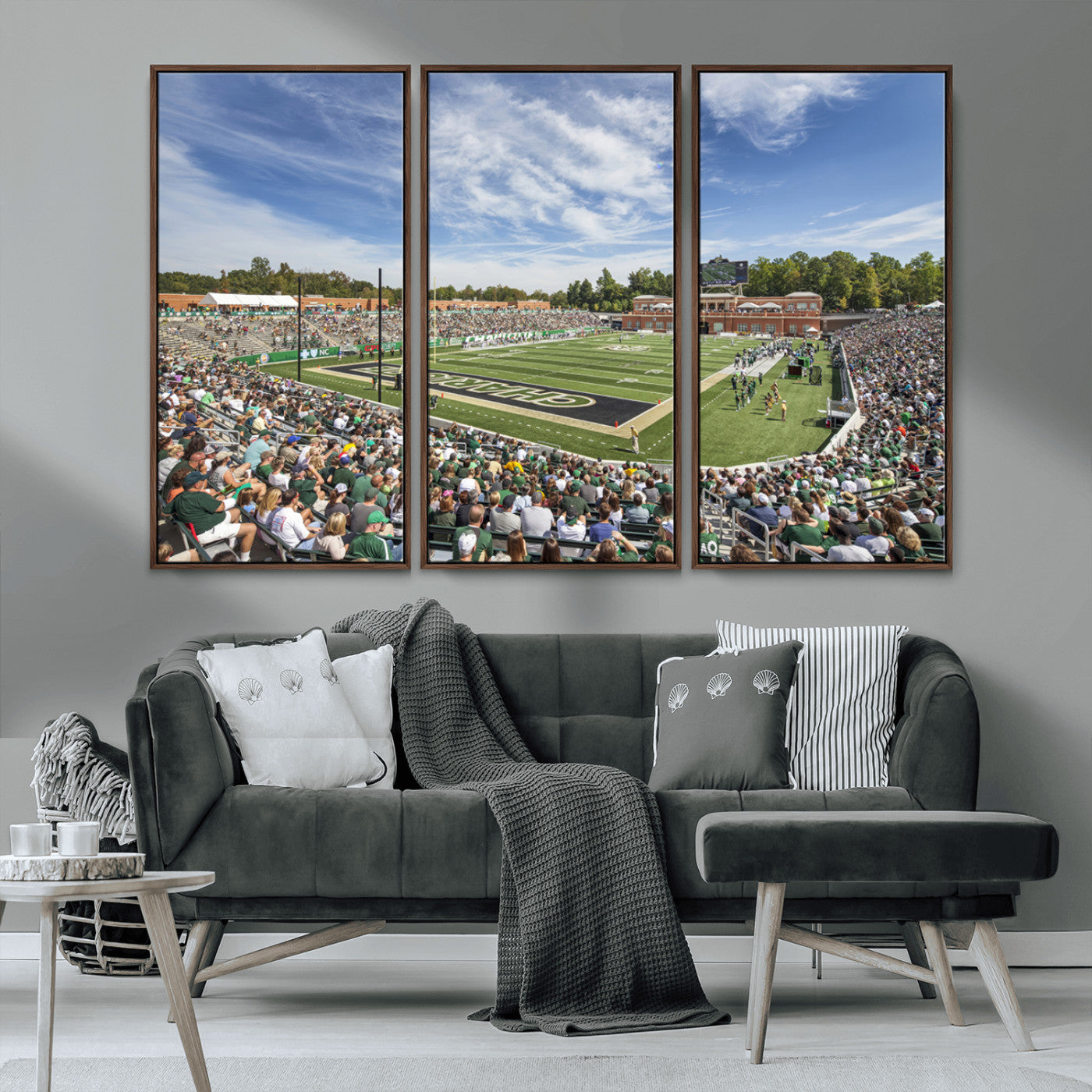 MGV-FC-48X32-3P - University of Charlotte 49ers Football Team Print - Charlotte Jerry Richardson Stadium Canvas Print