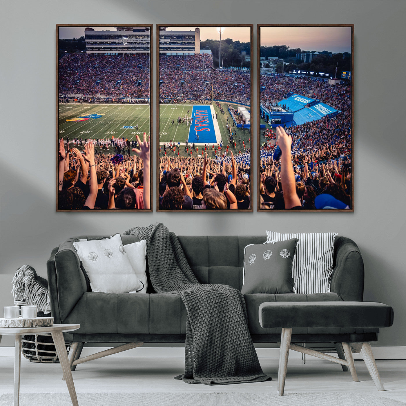 MGV-FC-48X32-3P - University of Kansas Jayhawks Football Team Art Print - Lawrence Kansas Memorial Stadium Wall Art