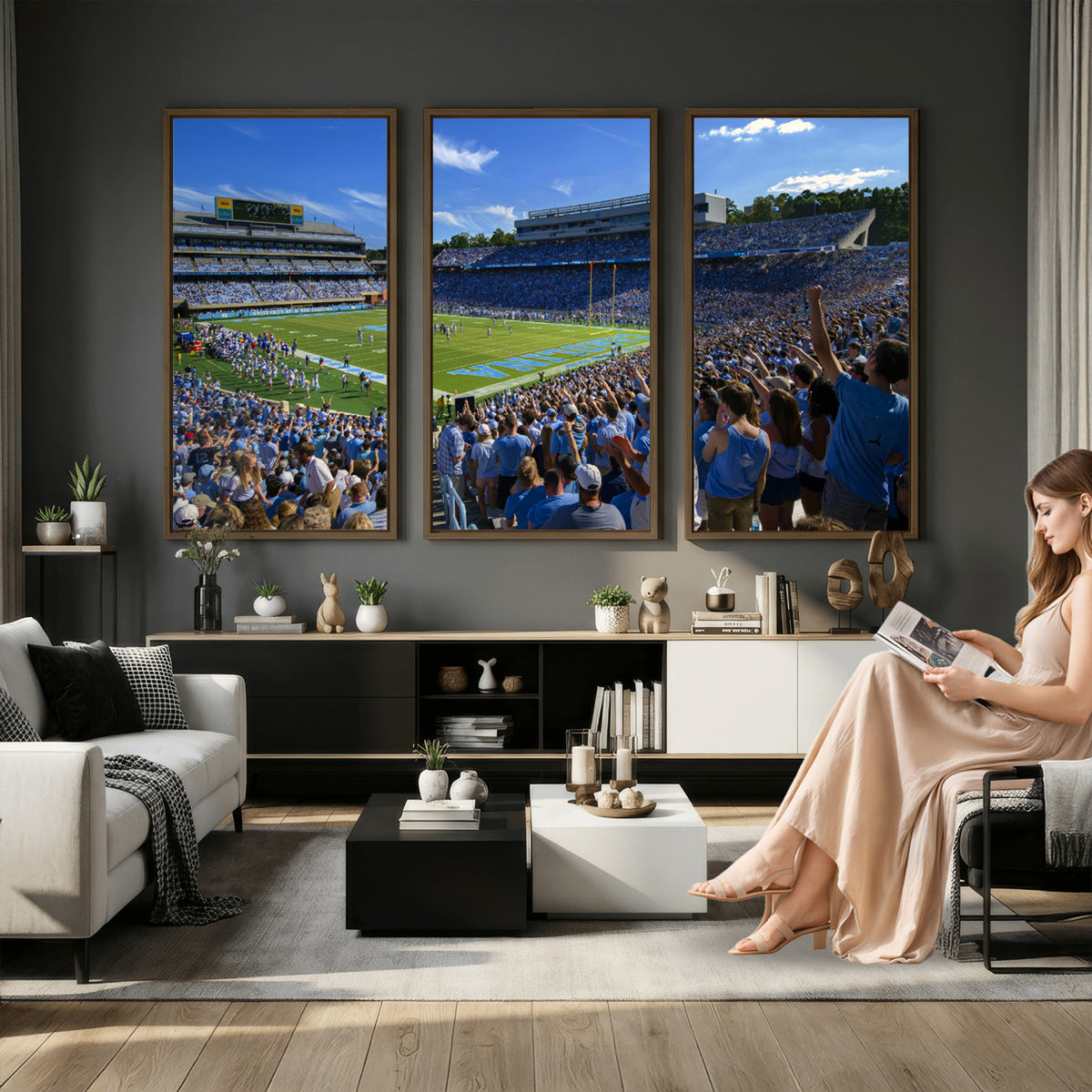 58540-MGV-CV-36X24 - University of North Carolina Tar Heels Team Canvas Print - Chapel Hill Kenan Memorial Stadium Wall