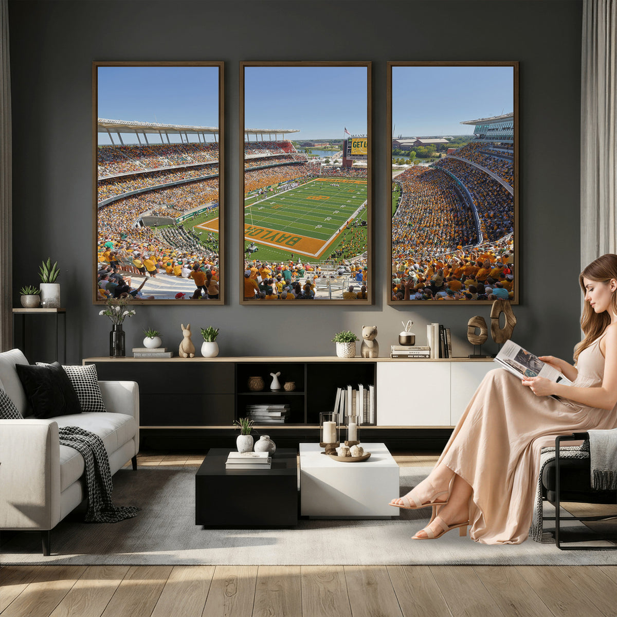 49912-MGV-CV-36X24 - Baylor University Bears Football Team Print - Waco McLane Stadium Wall Art Canvas Print