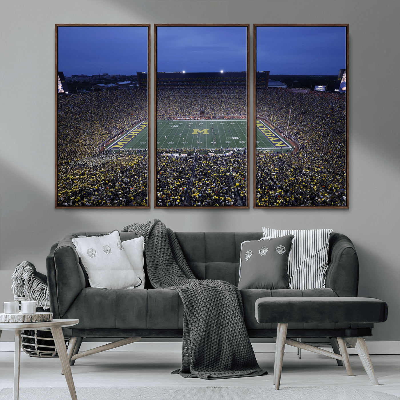 MGV-FC-48X32-3P - University of Michigan Wolverines Football Team Print - Ann Arbor Michigan Stadium Wall Art Canvas