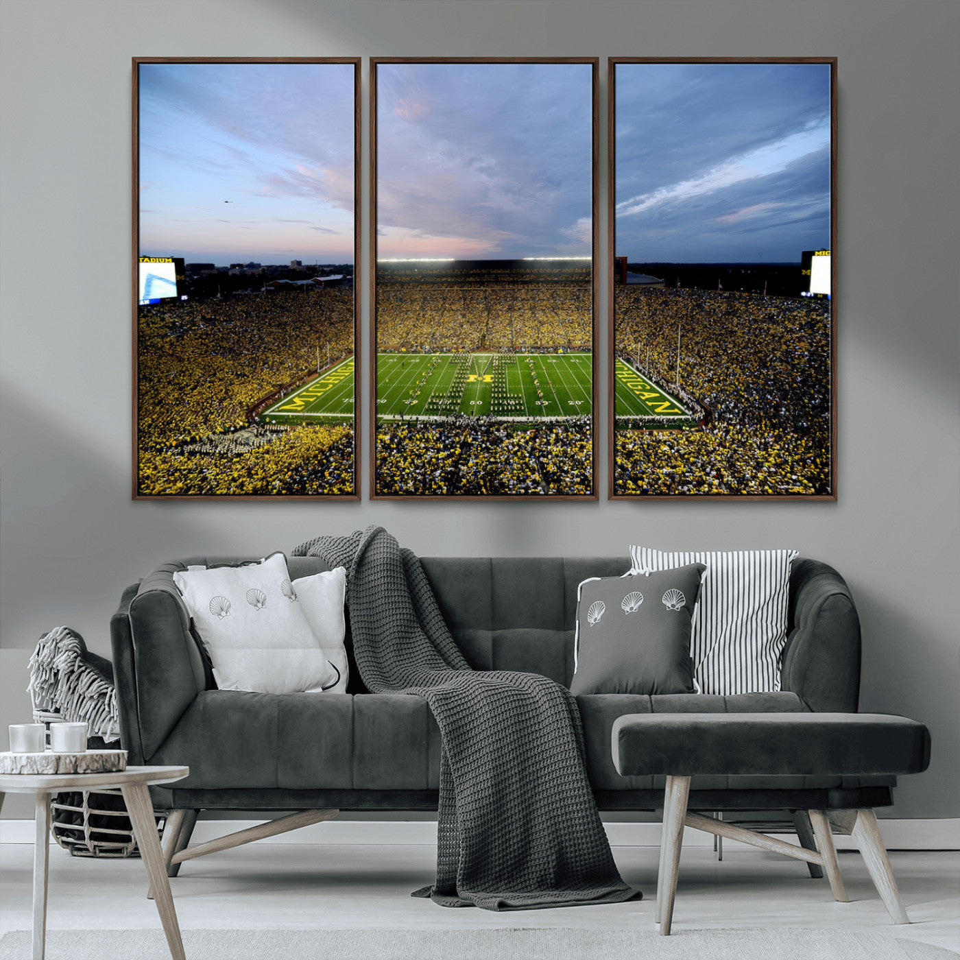 MGV-FC-48X32-3P - University of Michigan Wolverines Football Team Print - Ann Arbor Michigan Stadium Wall Art Canvas